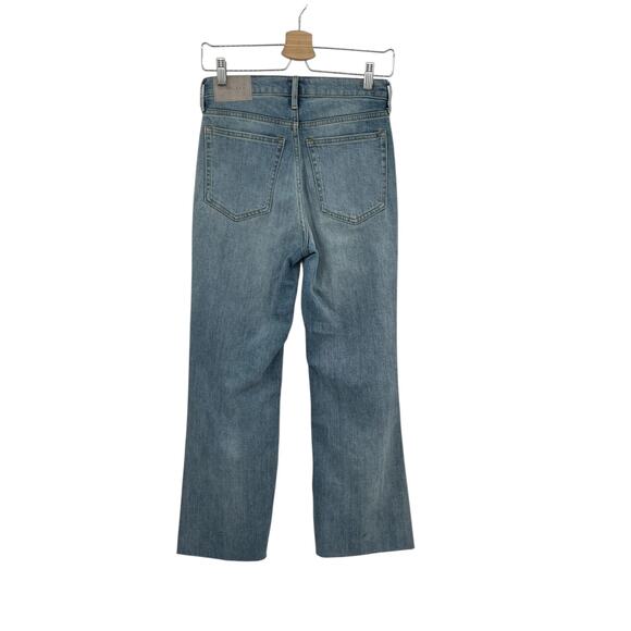 Everlane The High-Rise Flare‎ Jeans Cropped Medium Wash Distressed Size 25 - Picture 7 of 14